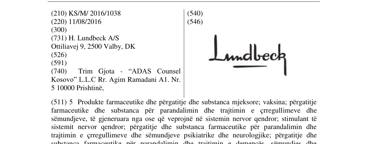 Zëri i markës Lundbeck në buletin