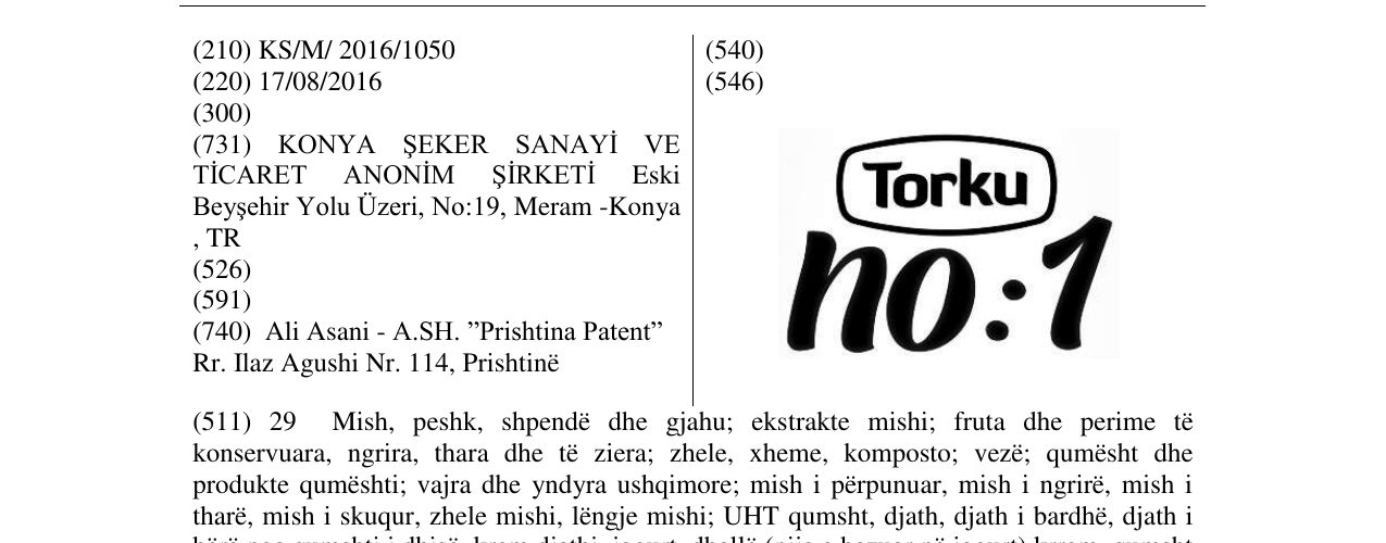 Zëri i markës Torku no:1 në buletin