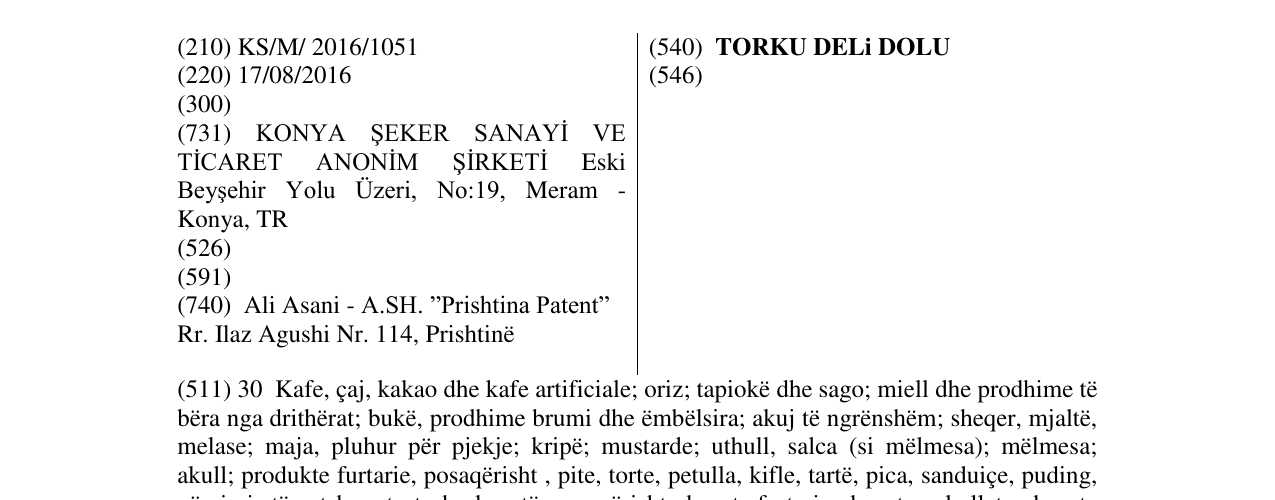 Zëri i markës TORKU DELi DOLU në buletin