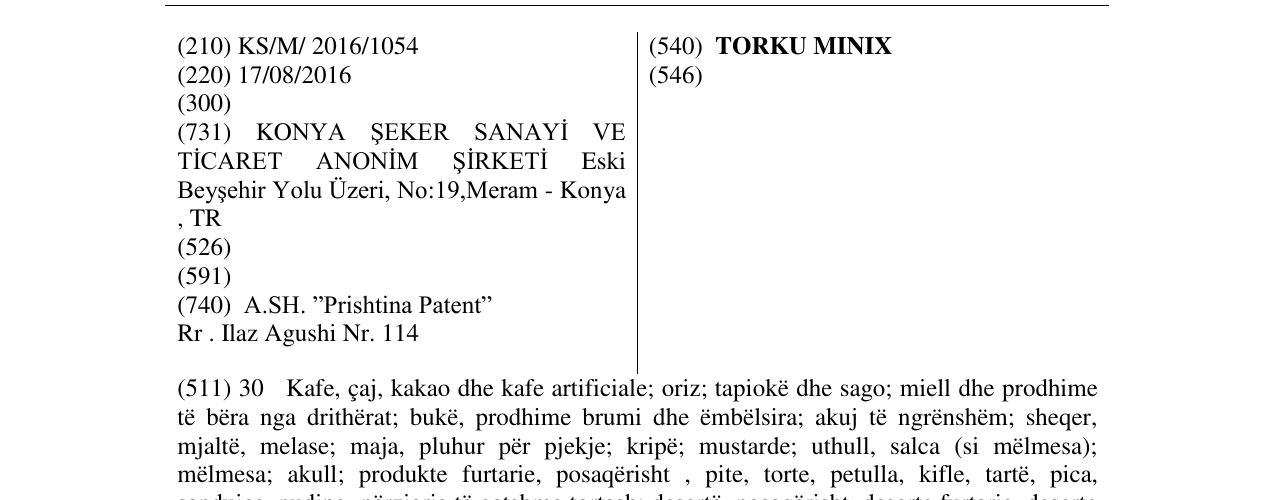 Zëri i markës TORKU MINIX në buletin