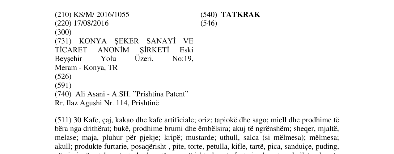 Zëri i markës TATKRAK në buletin