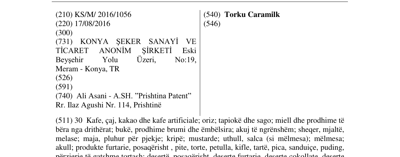Zëri i markës Torku Caramilk në buletin