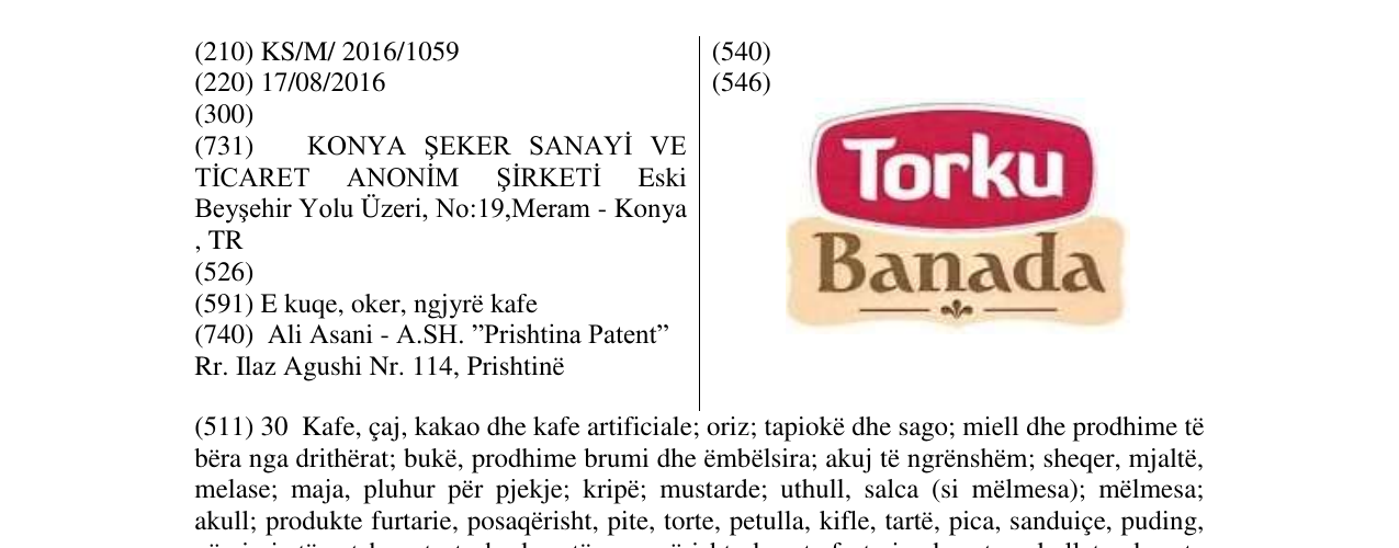 Zëri i markës Torku Banada në buletin