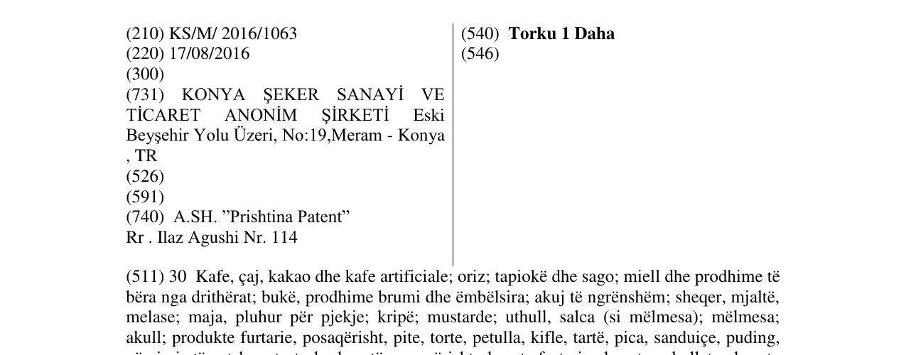 Zëri i markës Torku 1 Daha në buletin
