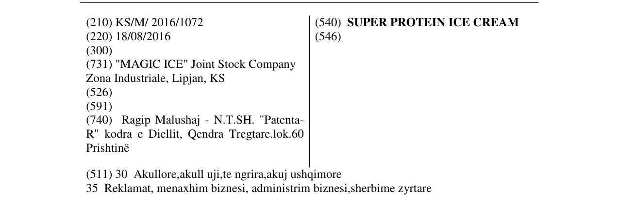 Zëri i markës SUPER PROTEIN ICE CREAM në buletin