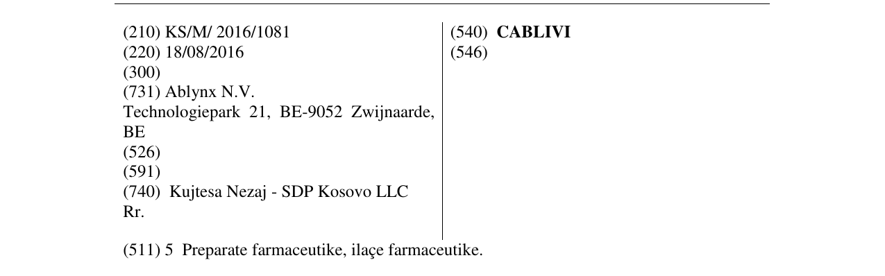 Zëri i markës CABLIVI në buletin