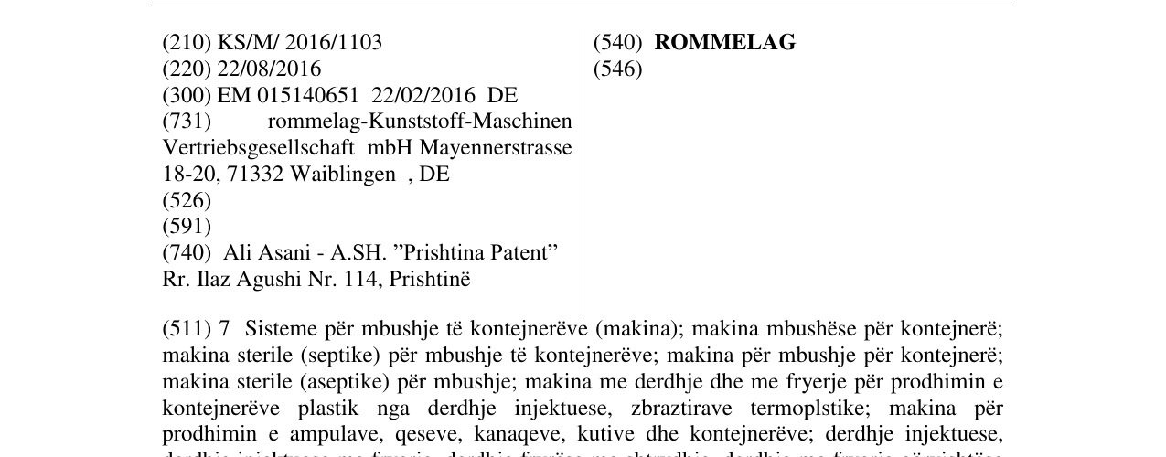 Zëri i markës ROMMELAG në buletin