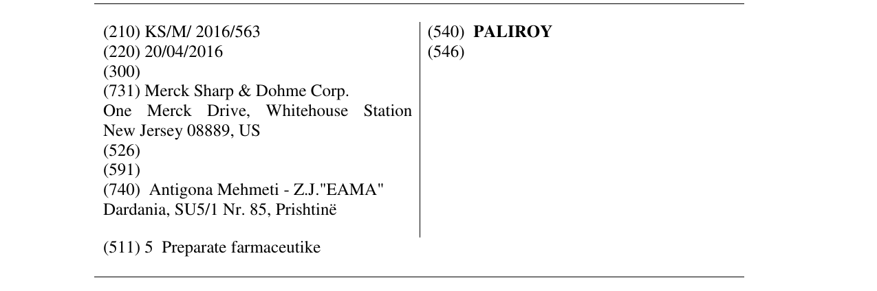 Zëri i markës PALIROY në buletin