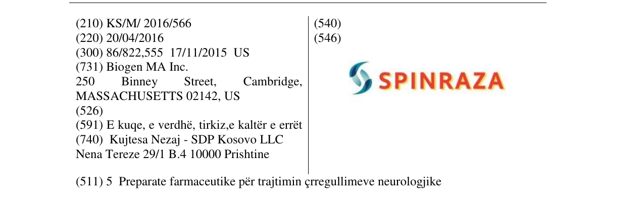 Zëri i markës SPINRAZA në buletin