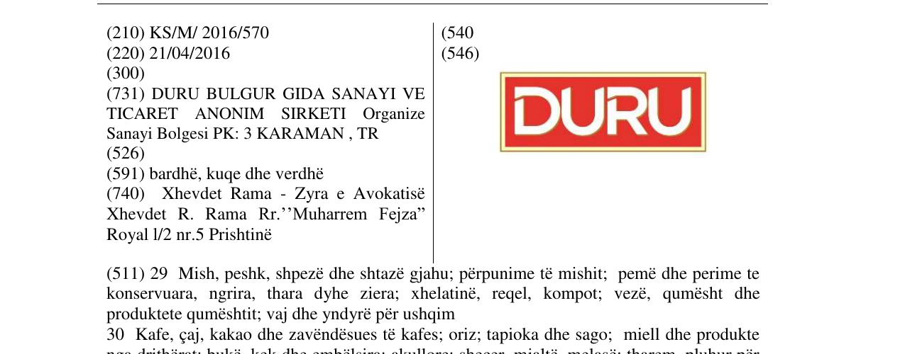 Zëri i markës DURU në buletin