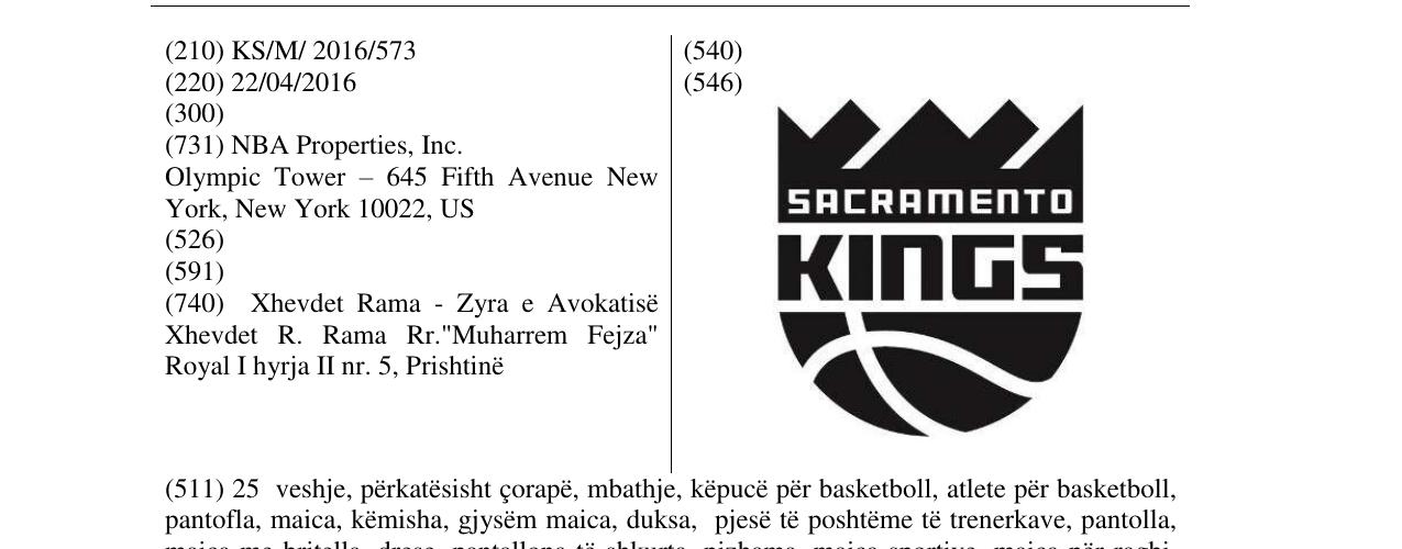 Zëri i markës Sacrrmento KINGS në buletin