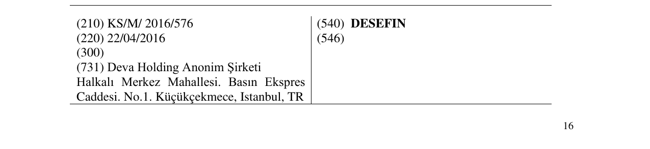 Zëri i markës DESEFIN në buletin