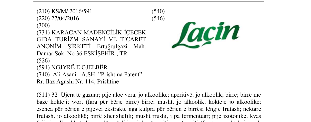 Zëri i markës Laçin në buletin