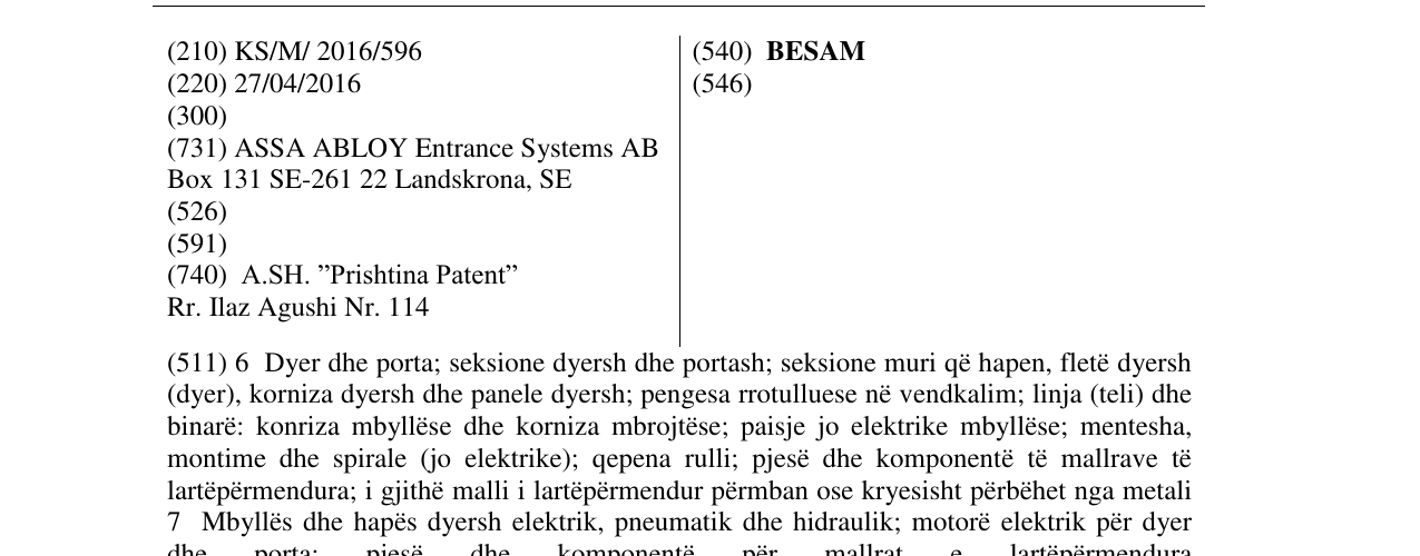 Zëri i markës BESAM në buletin