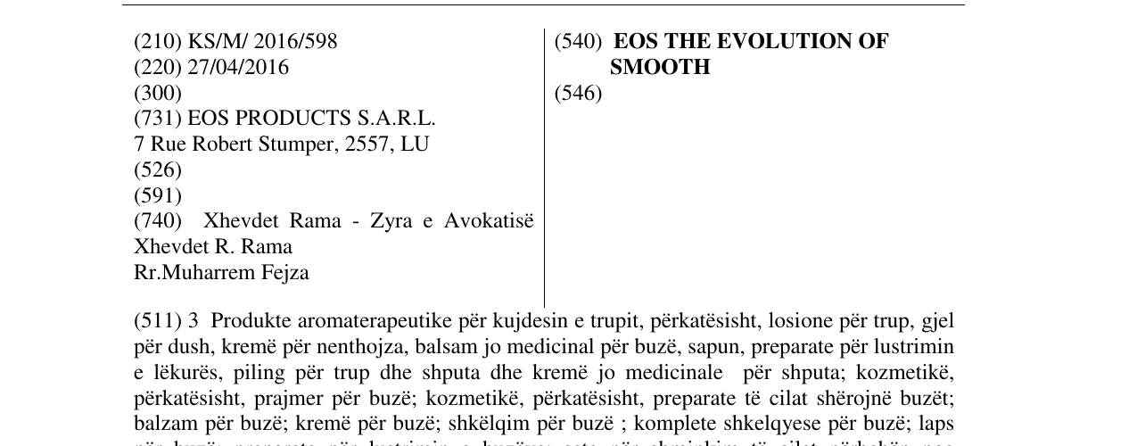 Zëri i markës EOS THE EVOLUTION OF SMOOTH në buletin