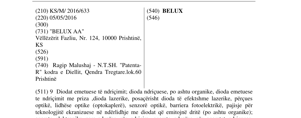 Zëri i markës BELUX në buletin