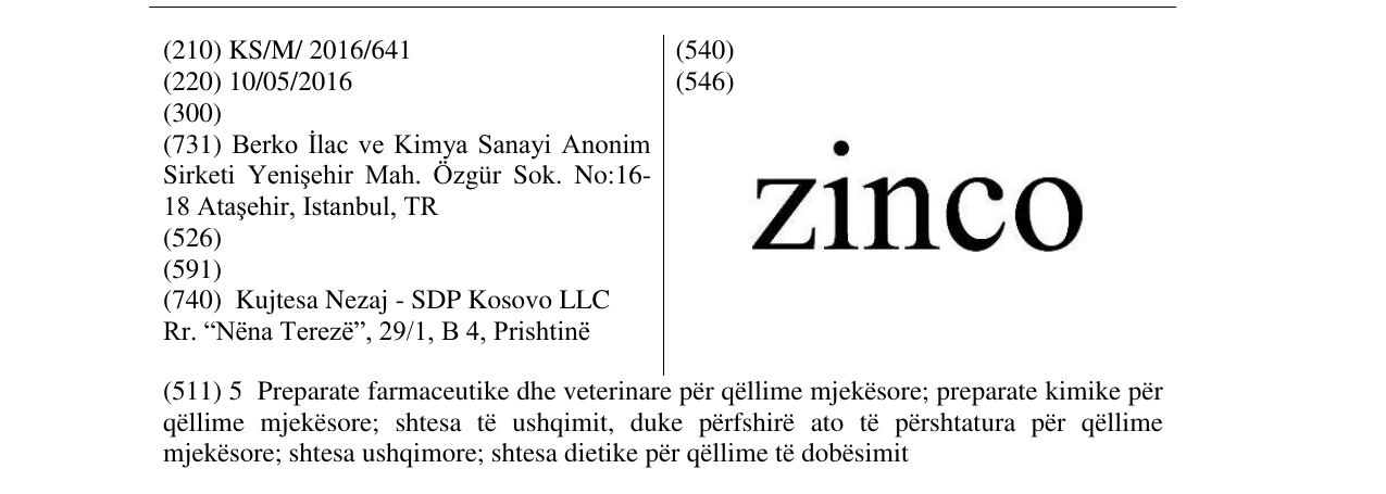 Zëri i markës zinco në buletin