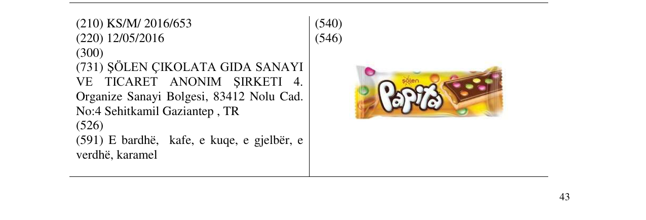 Zëri i markës Papita në buletin