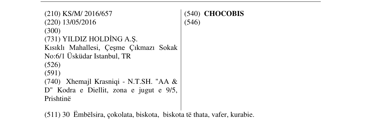 Zëri i markës CHOCOBIS në buletin
