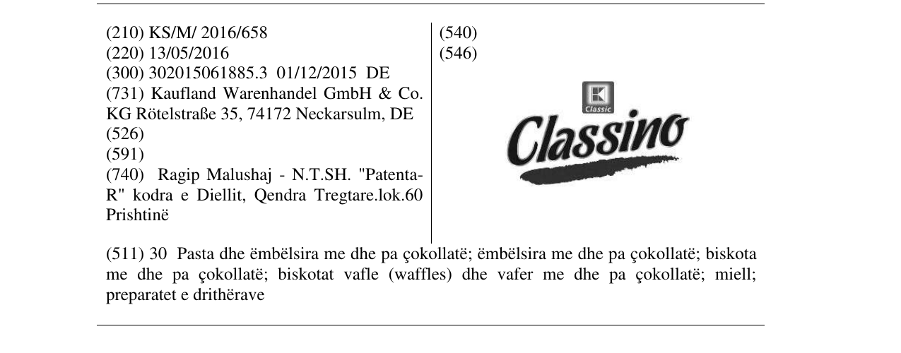 Zëri i markës Classino në buletin
