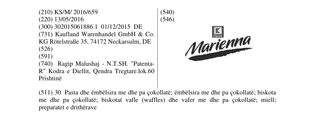 Zëri i markës Marienna në buletin