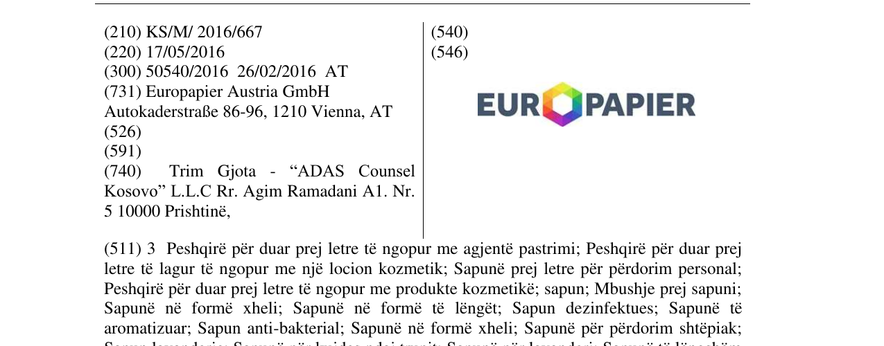 Zëri i markës EUROPAPIER në buletin