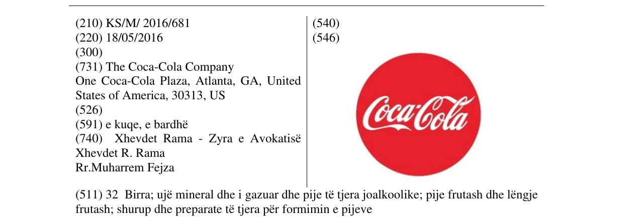 Zëri i markës Coca-Cola në buletin