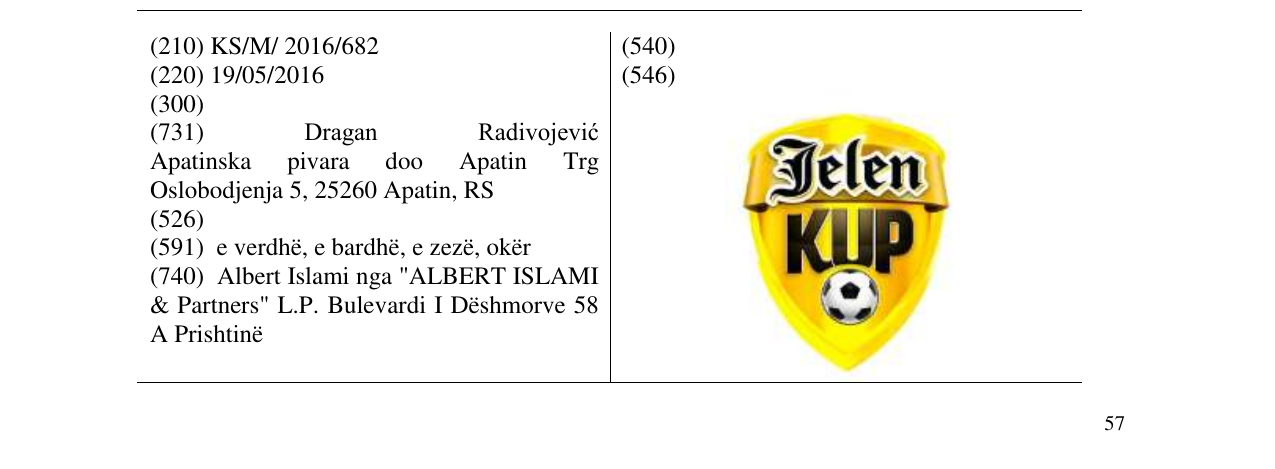 Zëri i markës Jelen KUP në buletin