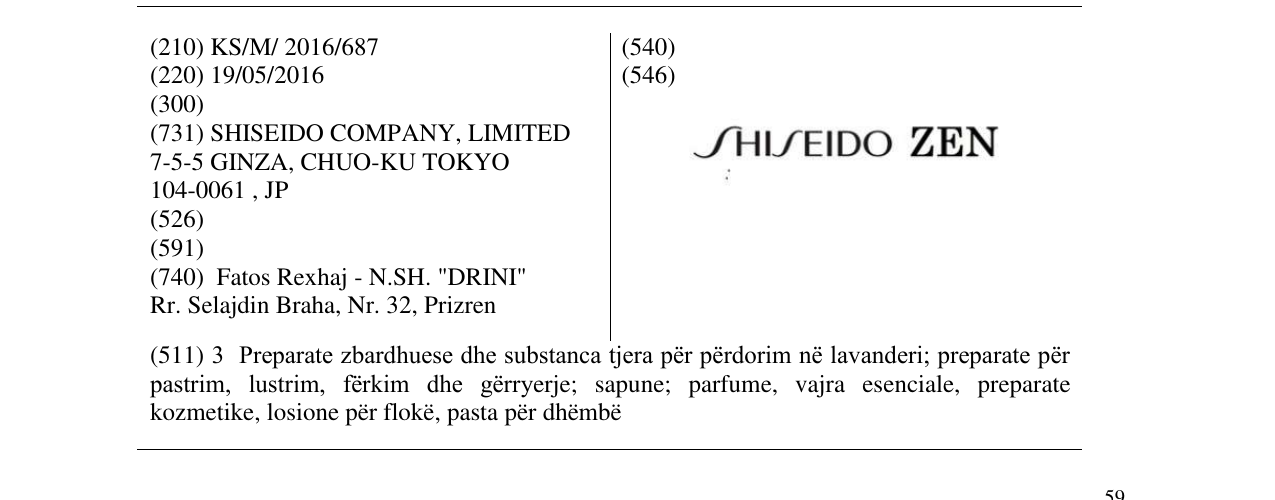 Zëri i markës SHISEIDO ZEN në buletin
