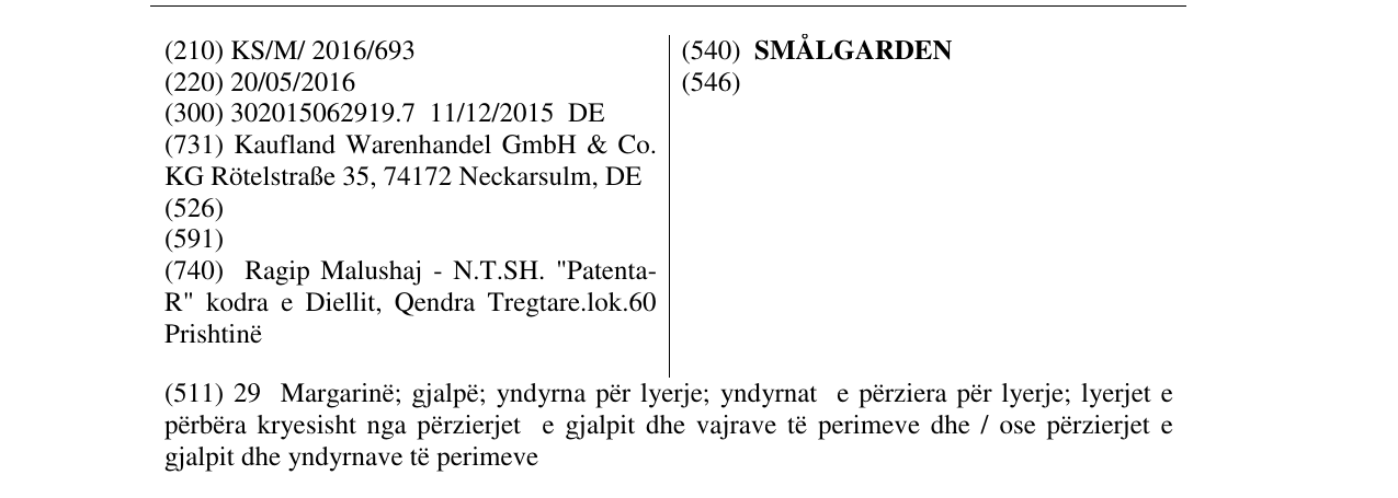 Zëri i markës SMÅLGARDEN në buletin