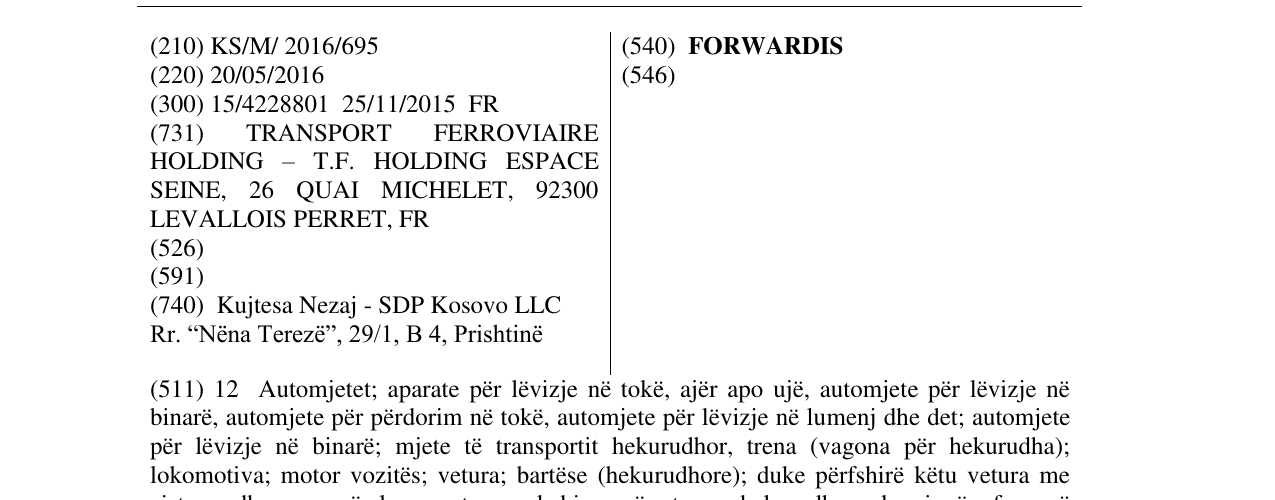 Zëri i markës FORWARDIS në buletin
