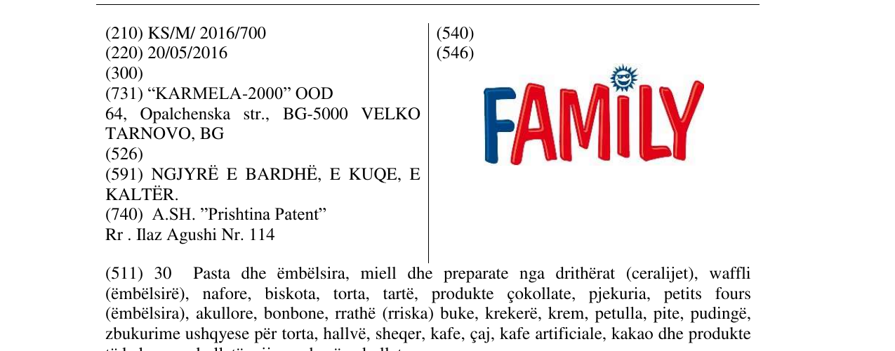 Zëri i markës FAMILY në buletin