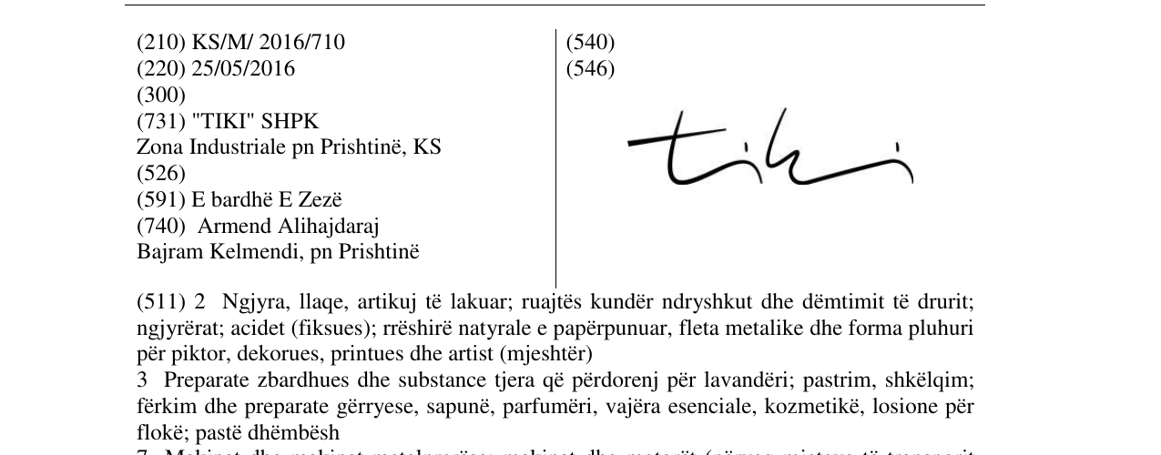 Zëri i markës Tiki në buletin