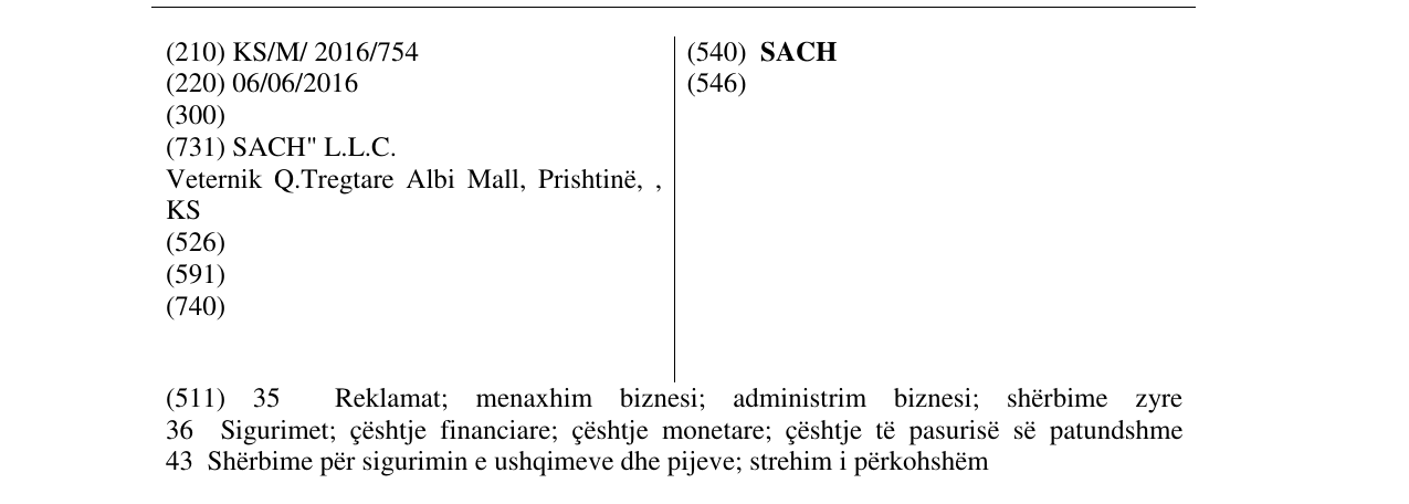 Zëri i markës SACH në buletin