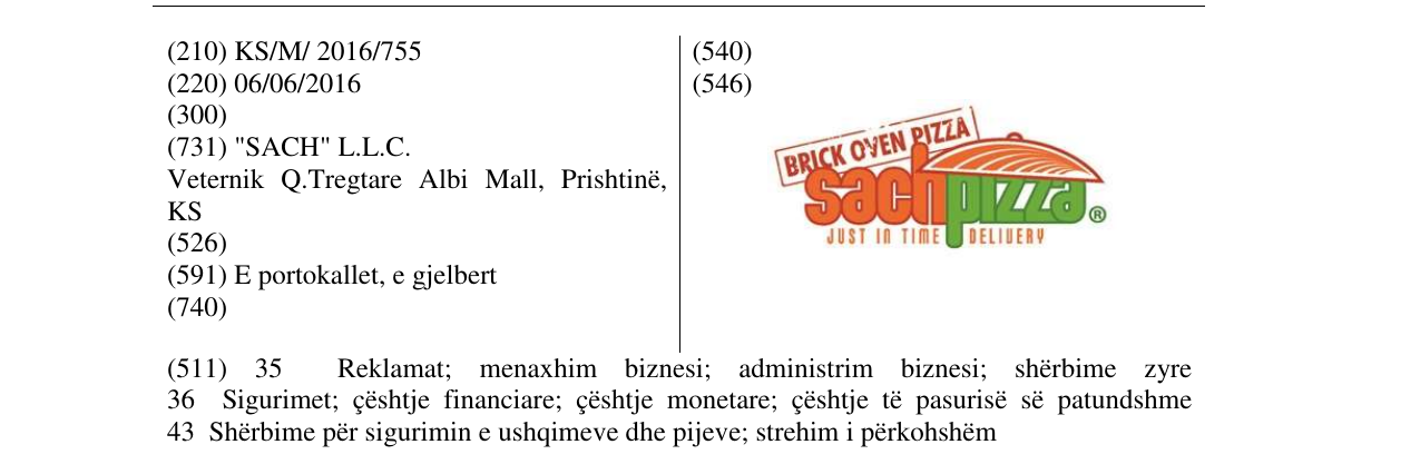 Zëri i markës sachpizza në buletin