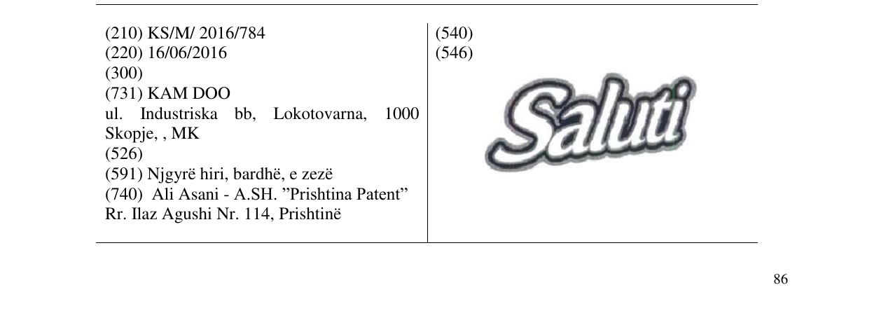 Zëri i markës Saluti në buletin