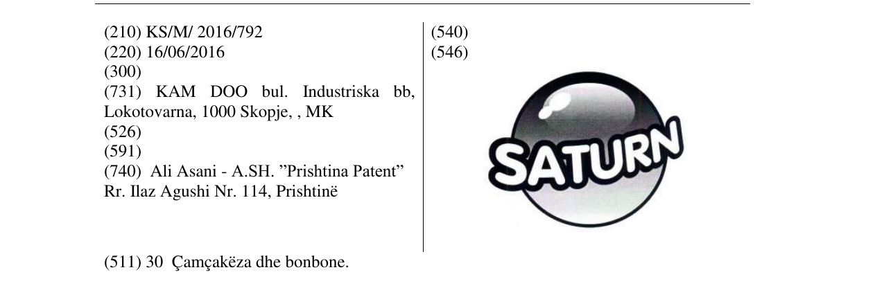 Zëri i markës SATURN në buletin