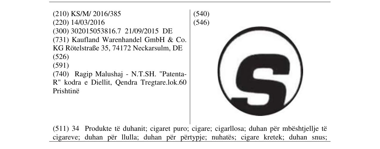 Zëri i markës S në buletin