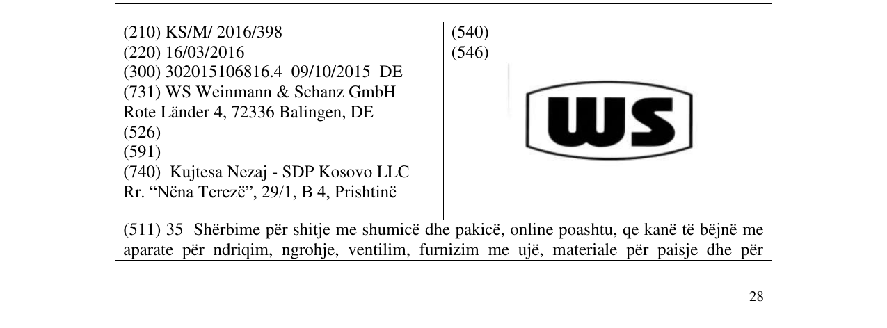 Zëri i markës WS në buletin