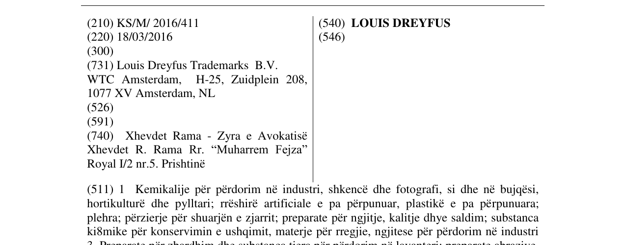 Zëri i markës LOUIS DREYFUS në buletin