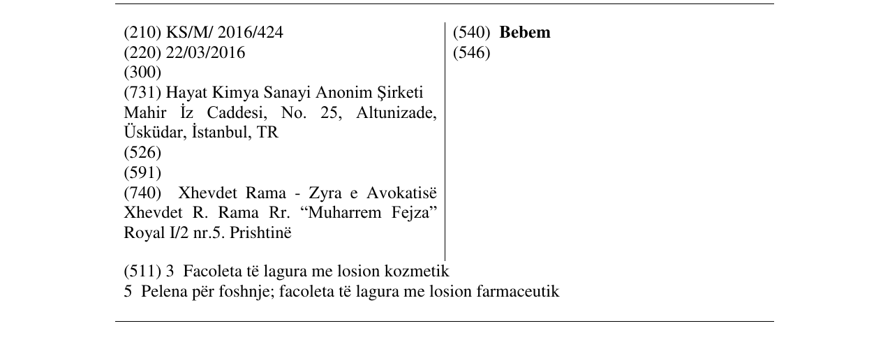 Zëri i markës Bebem në buletin
