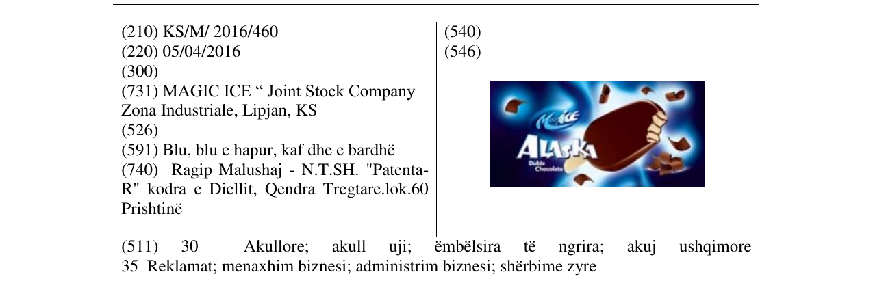 Zëri i markës ALASKA në buletin
