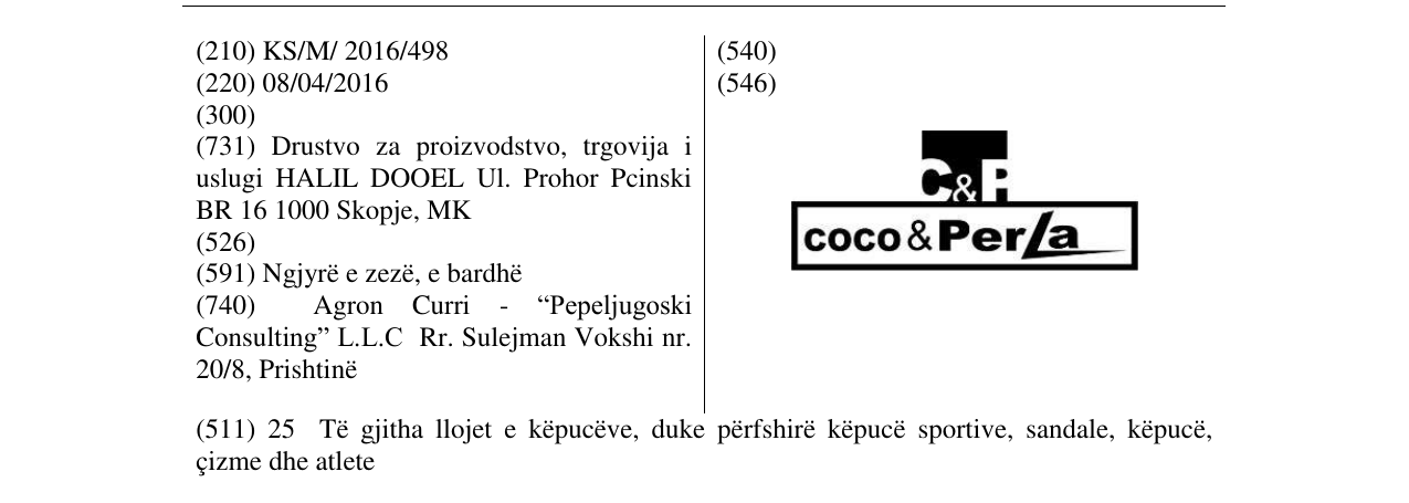 Zëri i markës C & P coco & PerLa në buletin