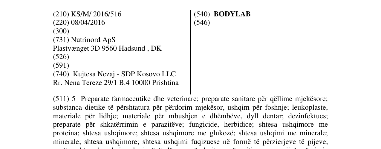 Zëri i markës BODYLAB në buletin
