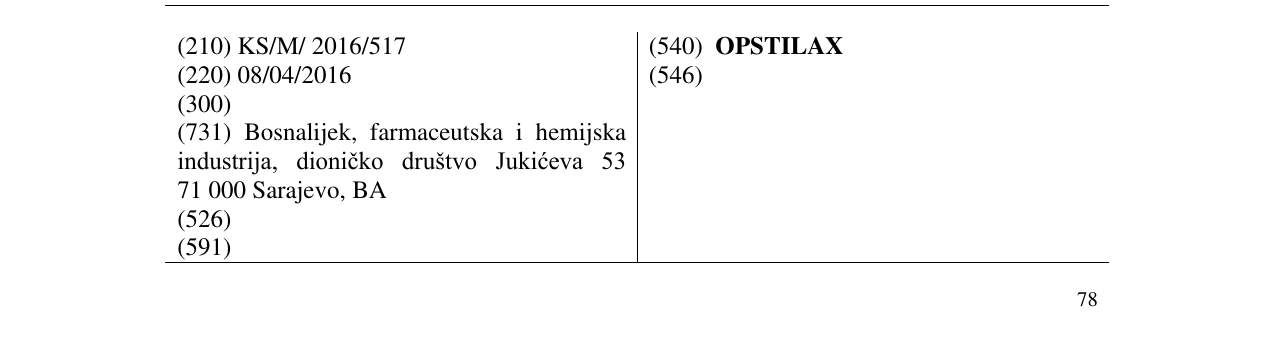 Zëri i markës OPSTILAX në buletin