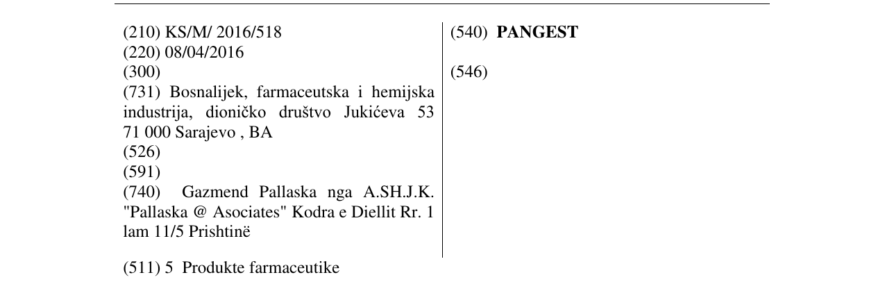 Zëri i markës PANGEST në buletin