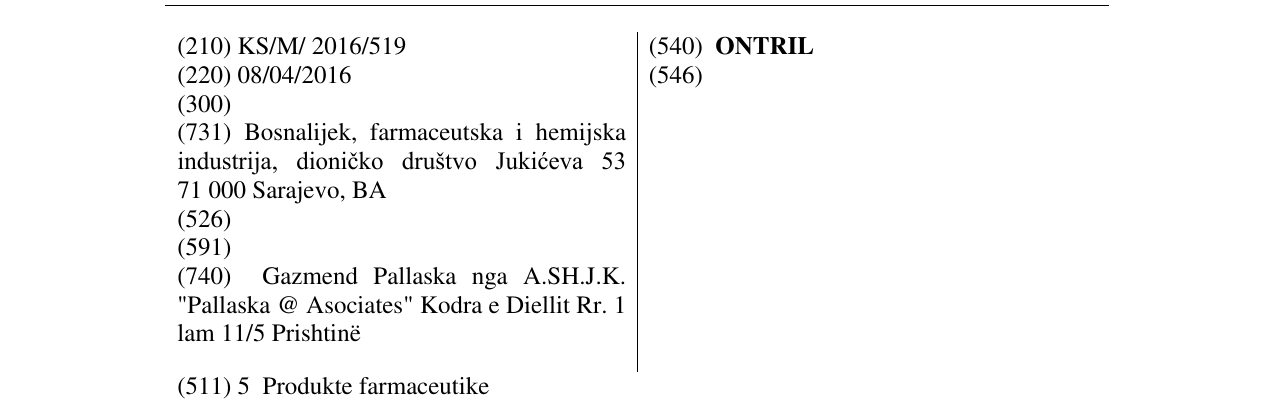 Zëri i markës ONTRIL në buletin