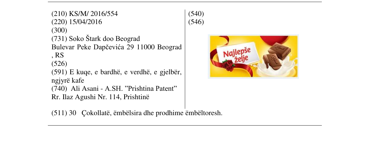 Zëri i markës Najlepse zelje në buletin