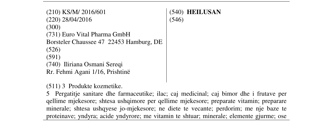 Zëri i markës HEILUSAN në buletin