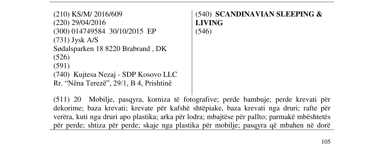 Zëri i markës SCANDINAVIAN SLEEPING & LIVING në buletin